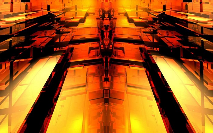 Abstract digital art with orange and yellow geometric shapes