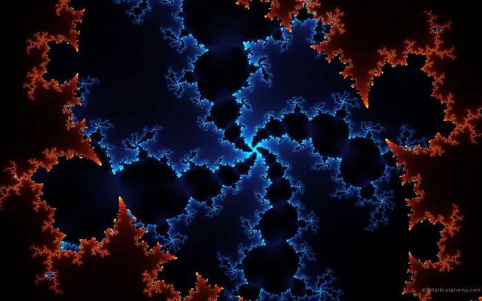 Fractal pattern with blue and orange glowing edges