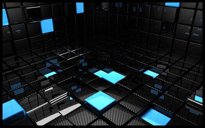 Abstract 3D blocks with blue lights