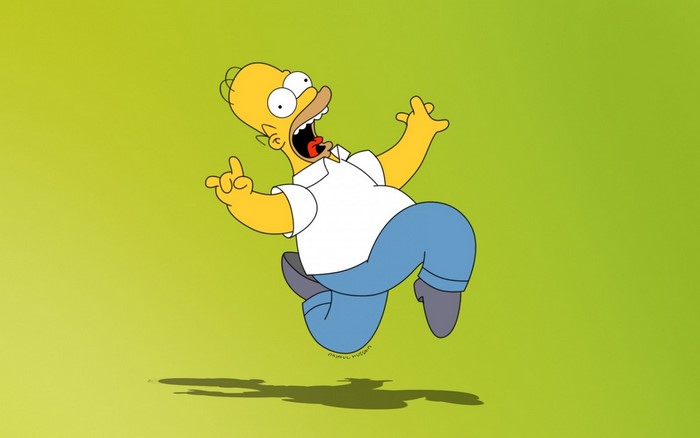 Homer Simpson from The Simpsons jumping