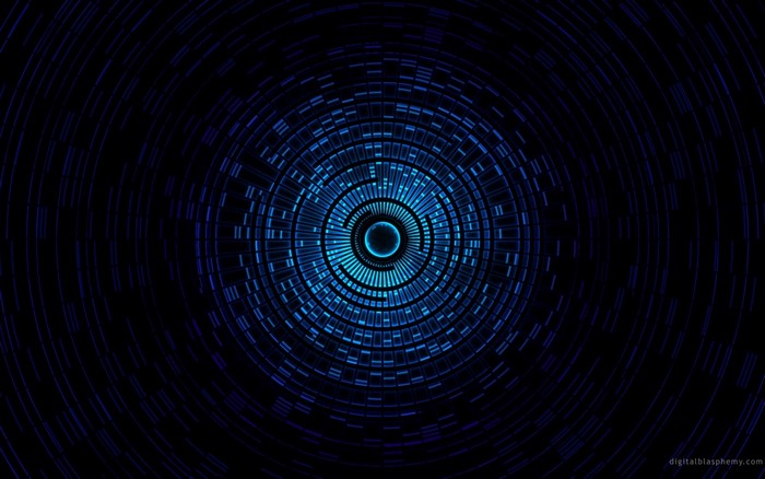Abstract blue circular digital vortex