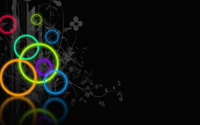 Abstract Neon Circles on Black Background