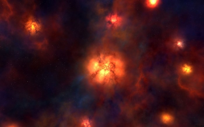 Exploding nebulae and stars in outer space