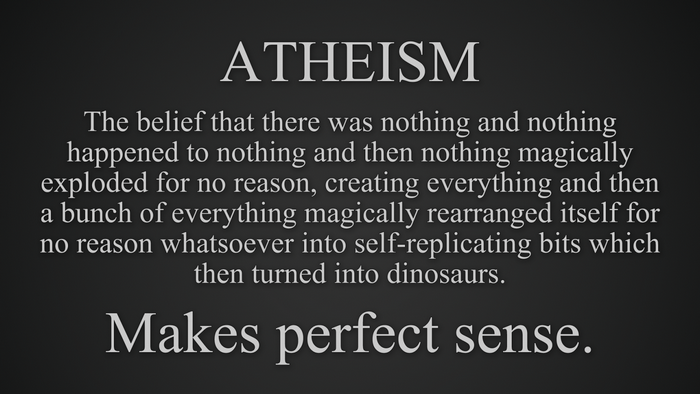 Atheism quote about creation and dinosaurs