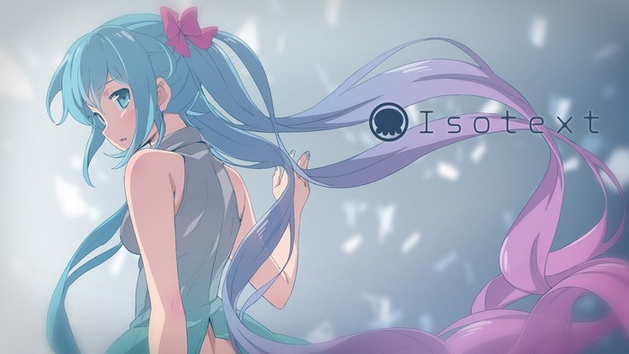 Anime girl with blue twintails and pink bow