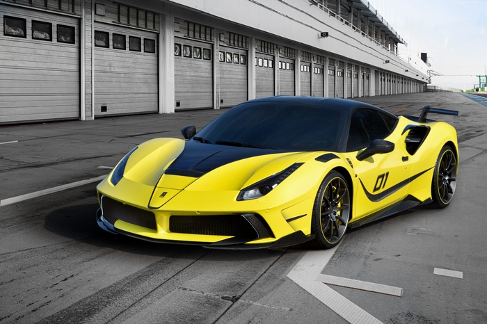 Yellow Mansory 4XX Siracusa Ferrari on Race Track