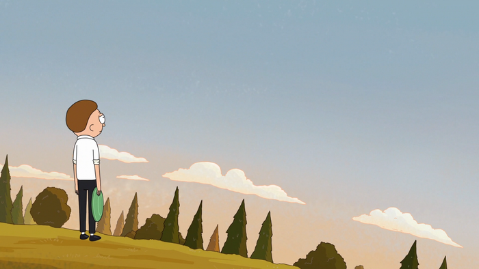 Morty Smith from Rick and Morty in a landscape