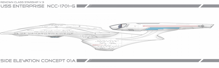 USS Enterprise NCC-1701-G Starship Side Elevation