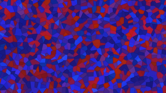 Abstract mosaic pattern of red and blue polygons
