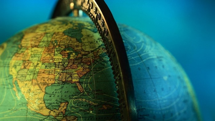 Close-up of a globe showing North America and Mexico