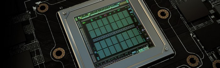 Close-up of a graphics card GPU chip