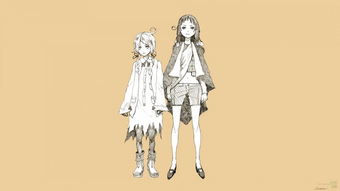 Two original characters in sketch style