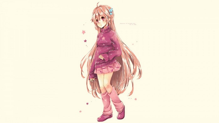 Anime girl with long pink hair and pink outfit