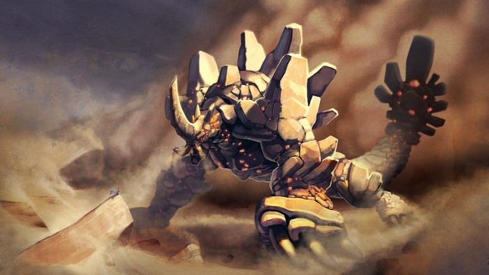 Fantasy art of a giant stone creature