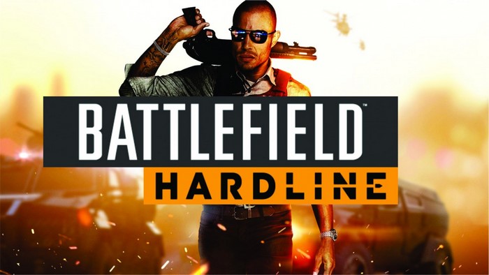 Battlefield Hardline game poster with man holding gun