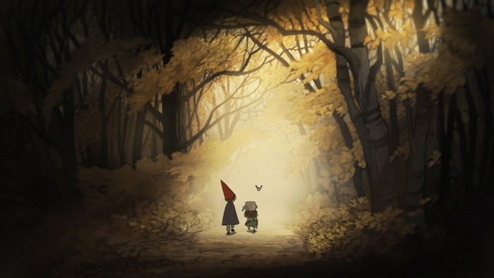 Over The Garden Wall Characters in Misty Forest Path