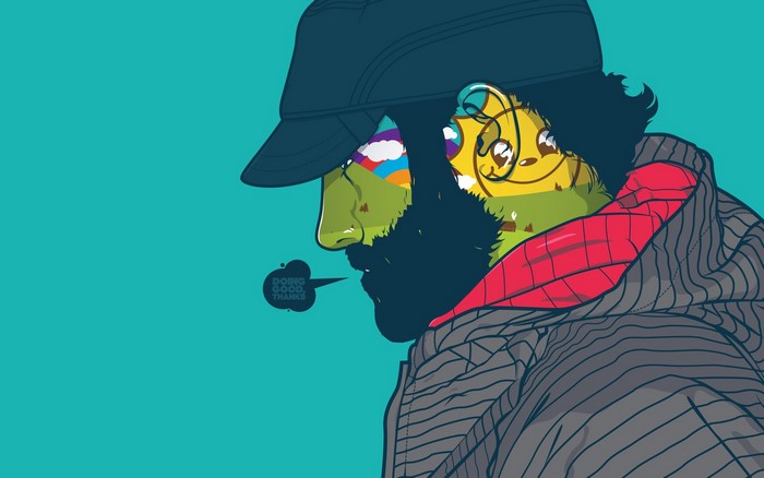 Illustration of a man with a landscape inside his head