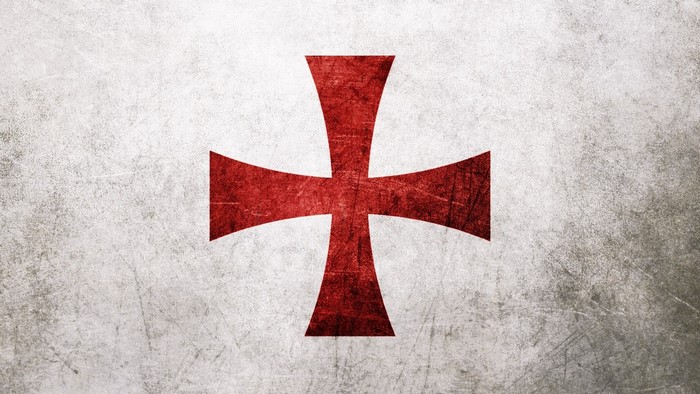 Red Templar Cross on Textured Background