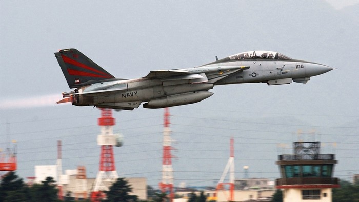 Grumman F-14 Tomcat jet fighter taking off