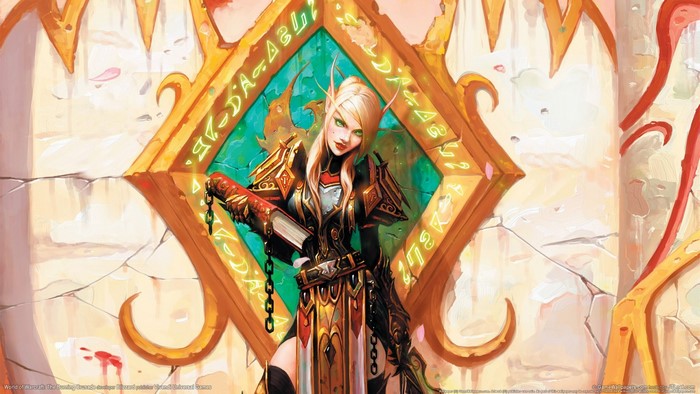 Blood Elf Mage from World of Warcraft holding a book