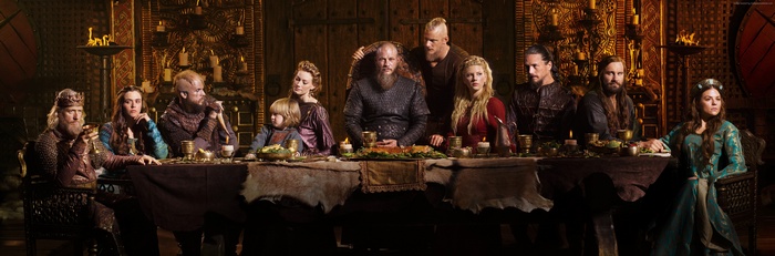 Vikings: Ragnar Lothbrok and his family at a feast