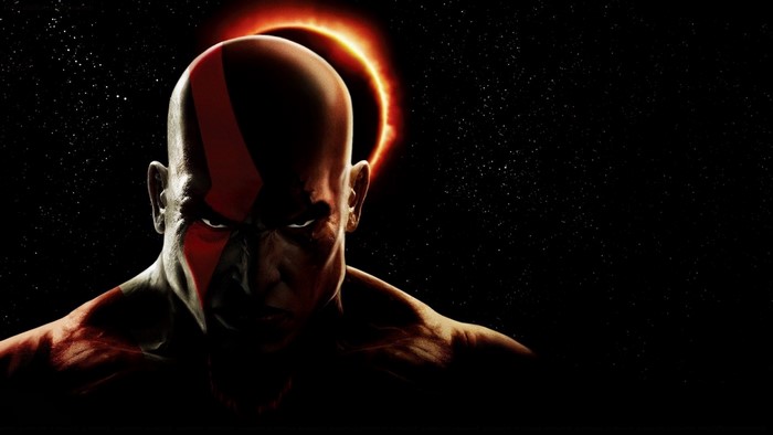 Kratos from God of War with solar eclipse
