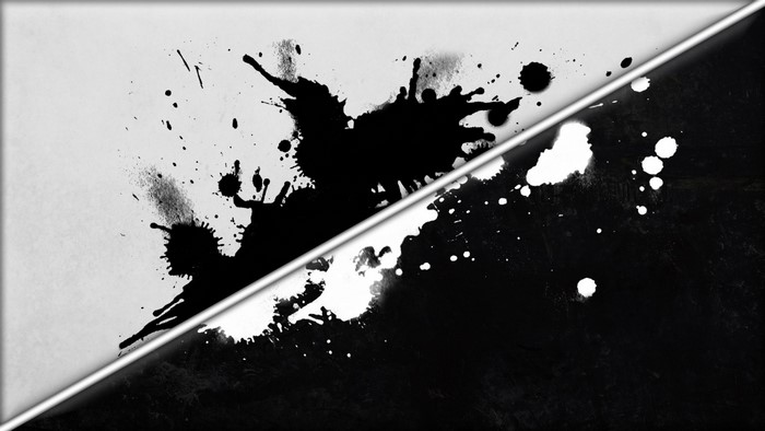 Abstract black and white paint splatters