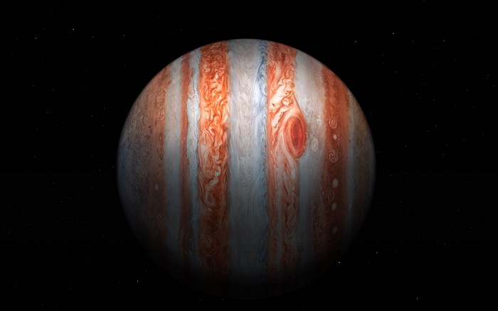Jupiter in outer space with stars