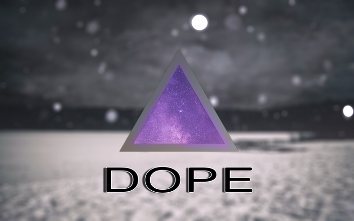 Triangle with galaxy inside and "DOPE" text