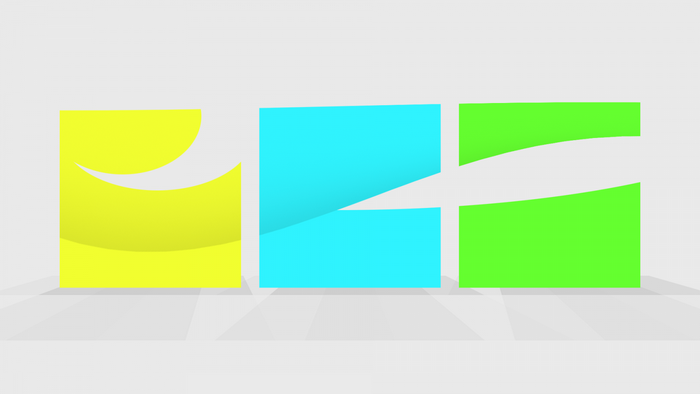 Abstract colorful shapes on a light gray background