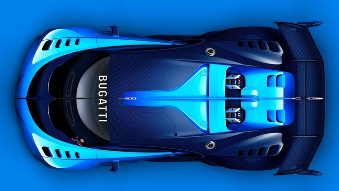 Bugatti Vision Gran Turismo Blue Sports Car Top View