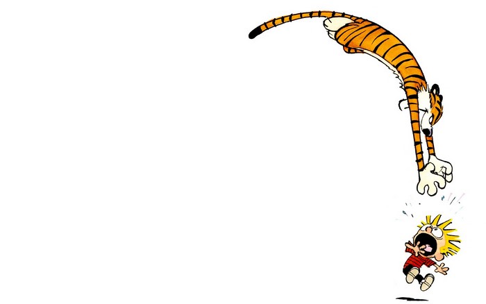 Hobbes from Calvin and Hobbes jumping