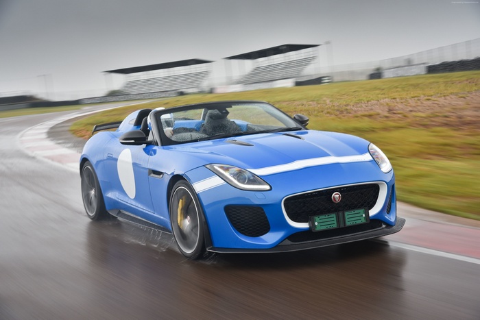 Blue Jaguar F-Type Project 7 Roadster on Track