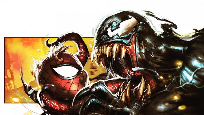 Spider-Man vs. Venom comic book illustration