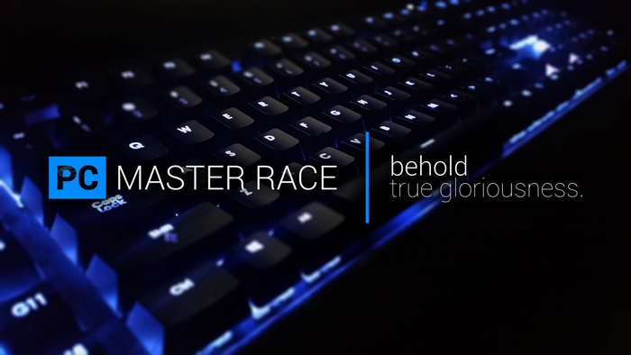 PC Master Race keyboard with blue backlighting