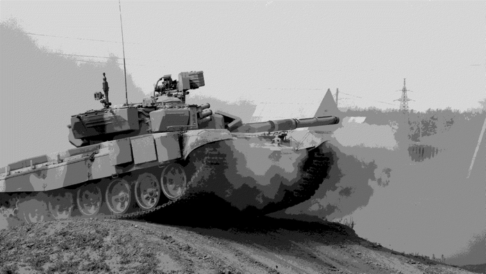 T-90 tank on a dirt hill
