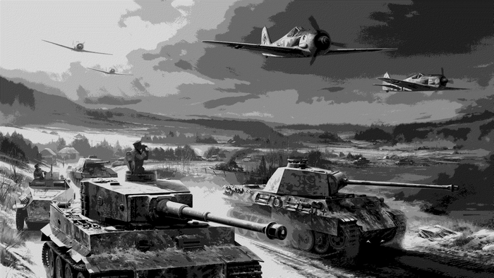 Tiger I and Panther Tanks with Focke Wulf Fw 190 Fighters