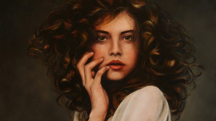 Painting of a woman with curly hair