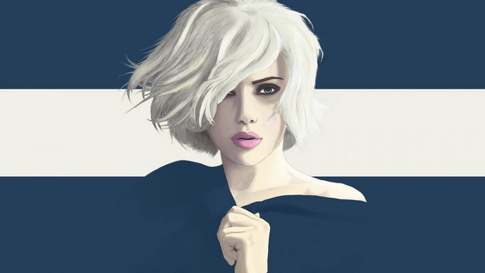 Illustration of Scarlett Johansson with blonde hair