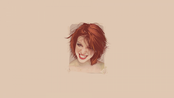 Illustration of a woman with red hair and a fierce expression