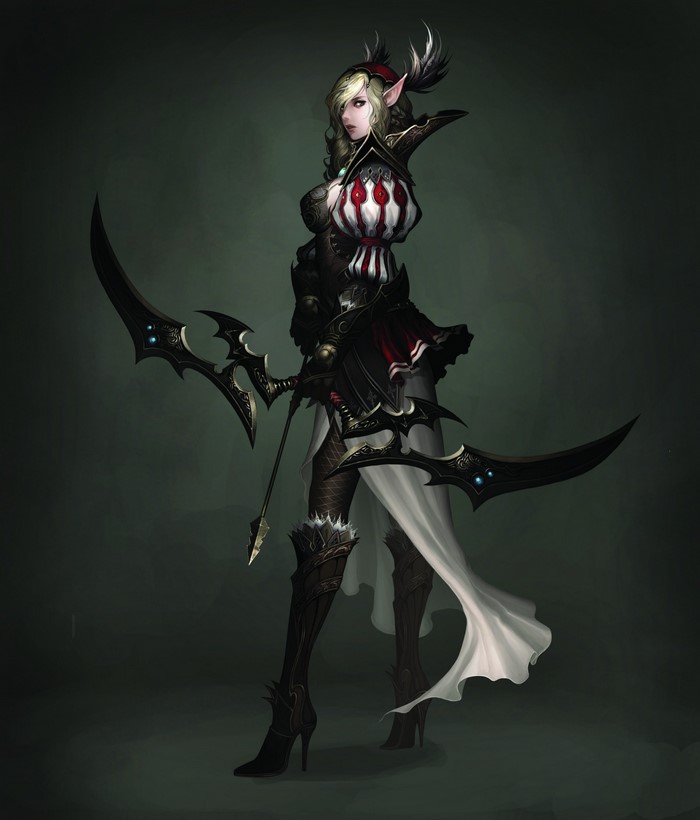 Elf archer with ornate bow from Atlantica Online