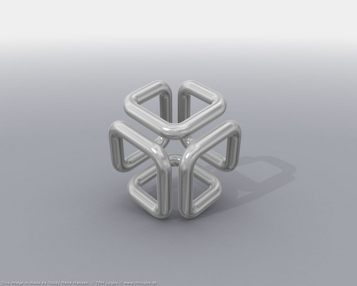 Silver 3D cube symbol made of pipes