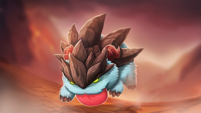 Poro from League of Legends with rocky armor