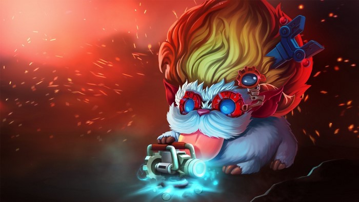 Heimerdinger from League of Legends with a device