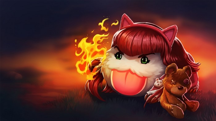 Annie from League of Legends with Tibbers and Poro