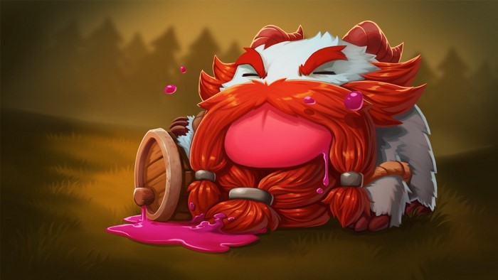 Gragas from League of Legends sleeping with a barrel