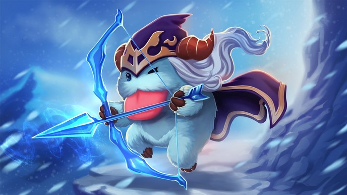 Poro from League of Legends with a bow and arrow