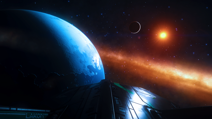 Elite Dangerous: Planet, Moon, Star, and Spaceship