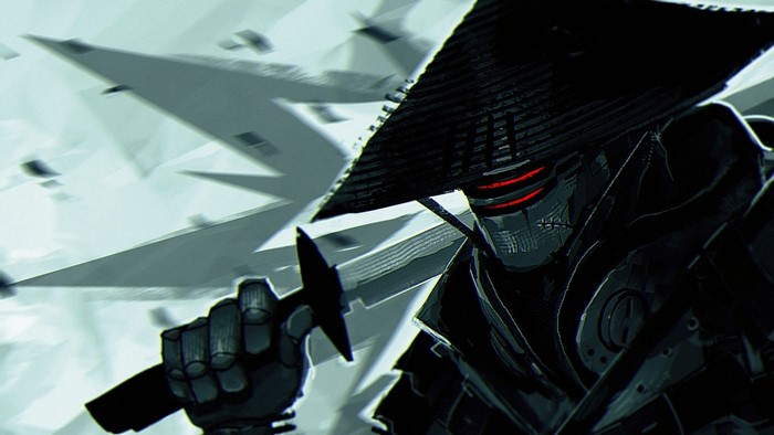 Kikuchiyo from Samurai 7, a cyborg samurai with a katana