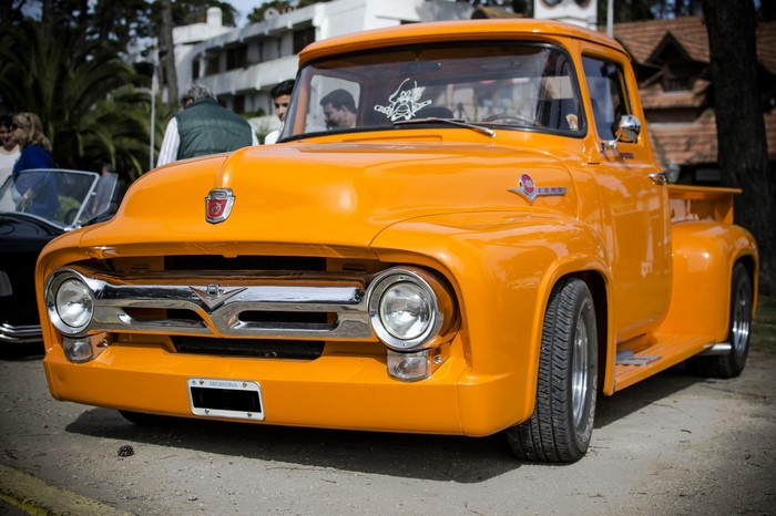 Bright Orange Vintage Ford F-100 Pickup Truck